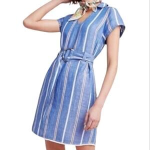 Anthropologie Pilcro‎ and the Letterpress Striped Linen Blend Dress Size 8P